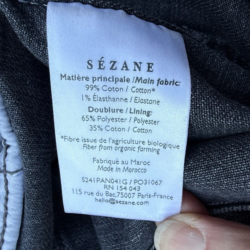 Sezane Le Crop Grey Denim Wide Leg Jeans Size 40 (8/10) Hi Rise Parisian Chic - Picture 8 of 8